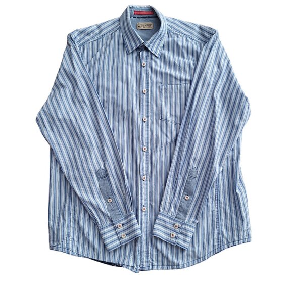 Tommy Bahama Mens White, Red and Blue Striped Long Sleeve Button Down Shirt Sz M - Picture 1 of 13